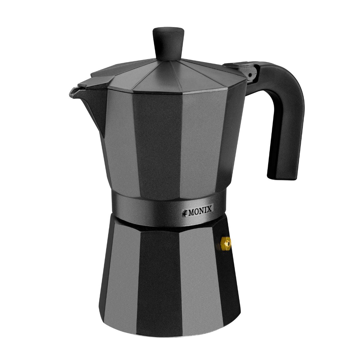 MONIX Vitro Noir | Cafetera Italiana de Aluminio, Mango termoresistente, Recubri